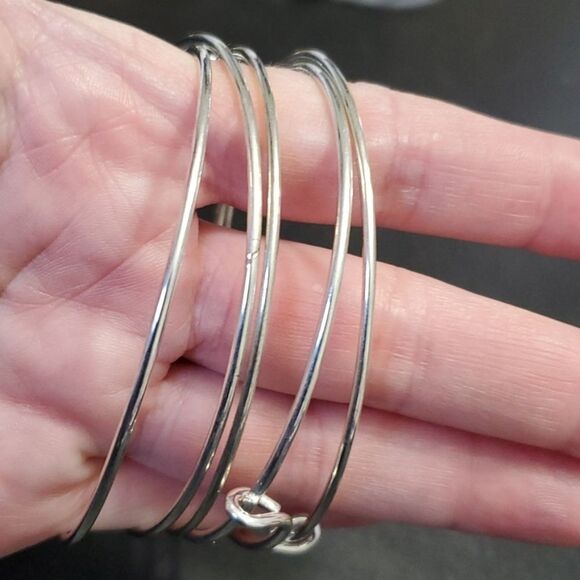 **Final Sale** Plain silver tone charm bangle bracelet lot - Picture 7 of 7